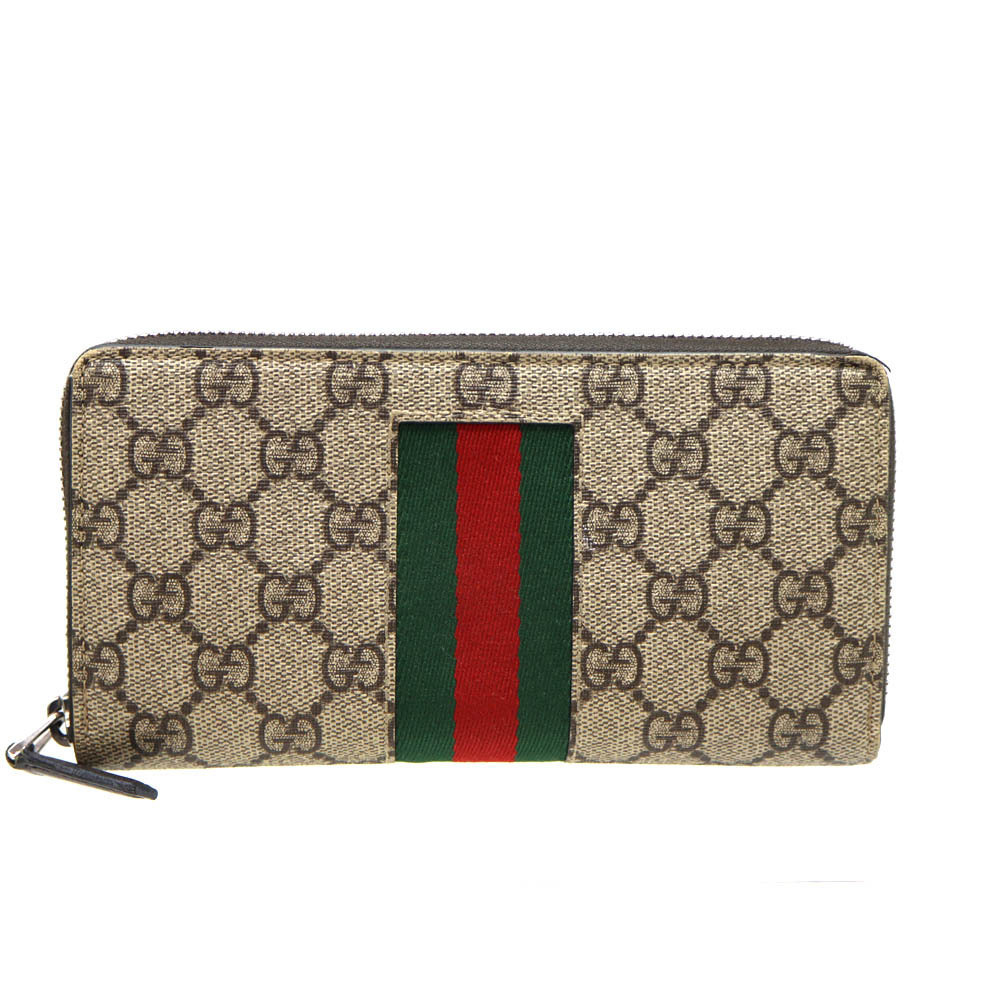 Gucci GG Supreme round zip long wallet beige